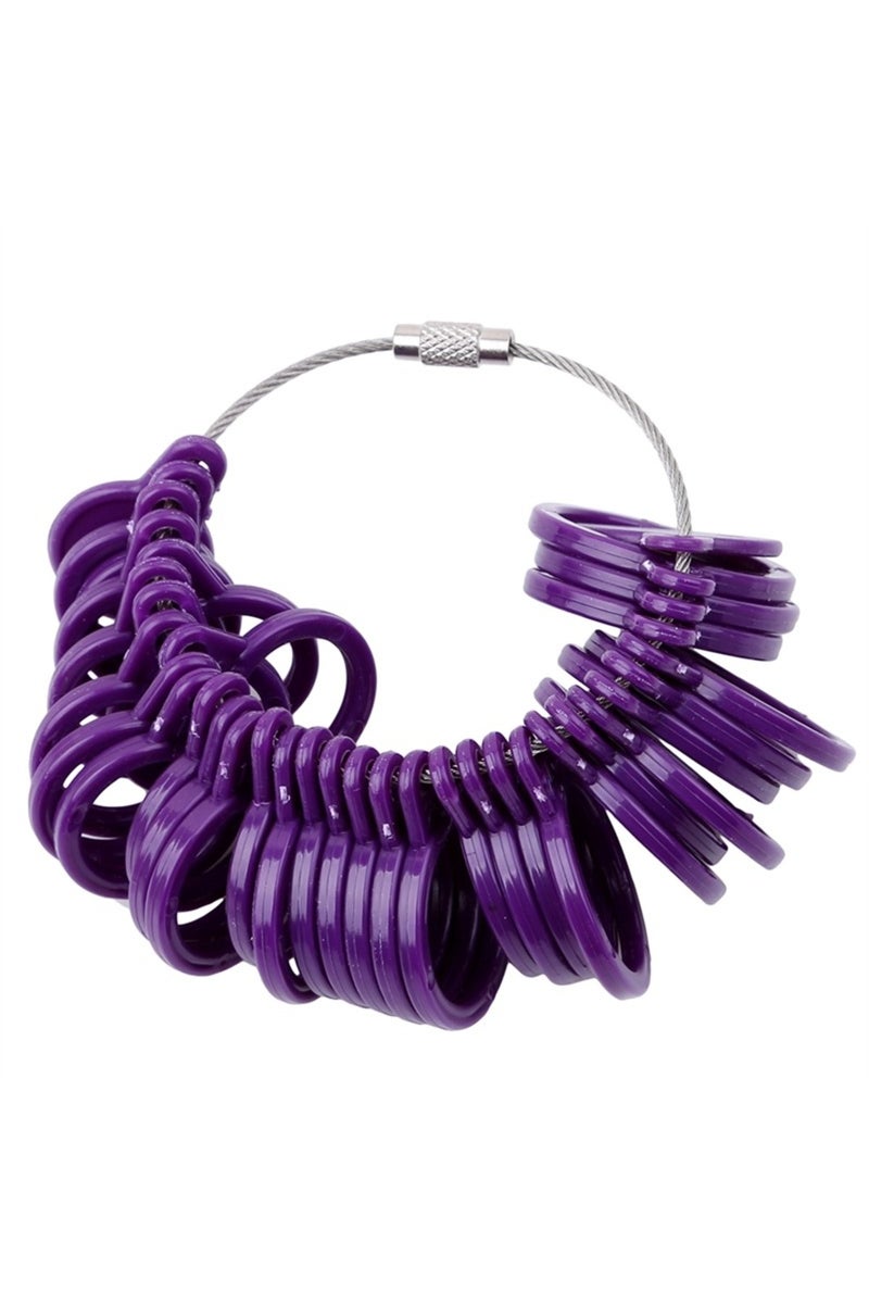 إيروريكس أداة قياس مقاس الخواتم البلاستيكية الأرجوانية، قابلة للفصل.