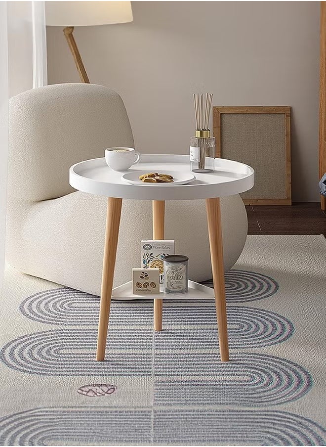 Rock Pow 2 Tier Coffee Table Round End Table Sturdy Bedroom Guest Room Bedside Corner Table With Storage Function For Home Office Decoration 40 * 40 * 44cm  - Image 1