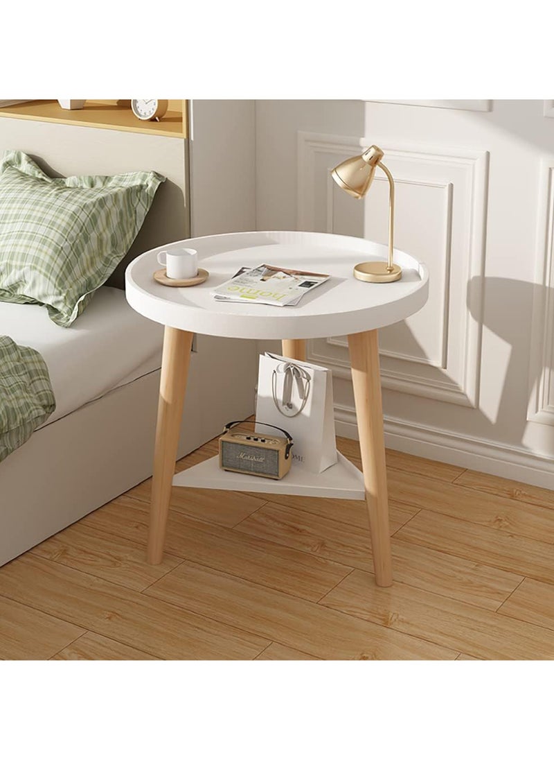 Rock Pow 2 Tier Coffee Table Round End Table Sturdy Bedroom Guest Room Bedside Corner Table With Storage Function For Home Office Decoration 40 * 40 * 44cm  - Image 2