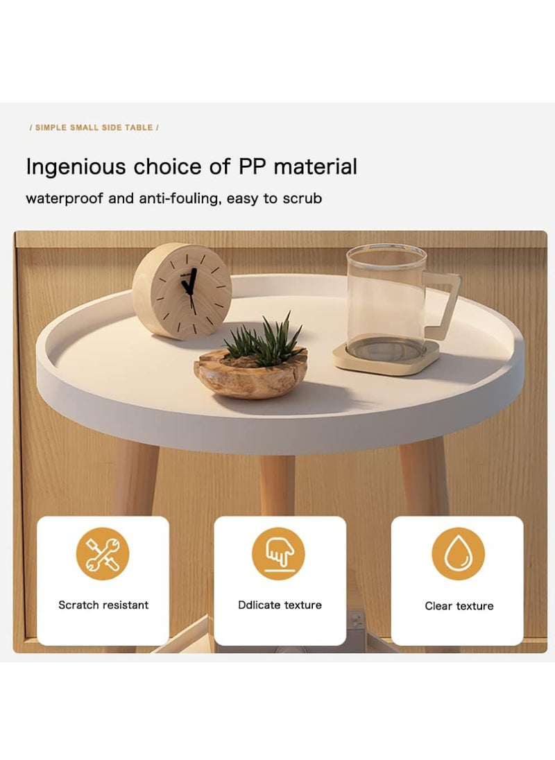 Rock Pow - 2 Tier Coffee Table Round End Table Sturdy Bedroom Guest Room Bedside Corner Table With Storage Function For Home Office Decoration 40 * 40 * 44cm - Image 1