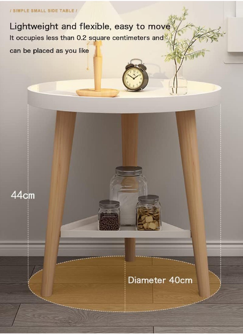 Rock Pow 2 Tier Coffee Table Round End Table Sturdy Bedroom Guest Room Bedside Corner Table With Storage Function For Home Office Decoration 40 * 40 * 44cm  - Image 3