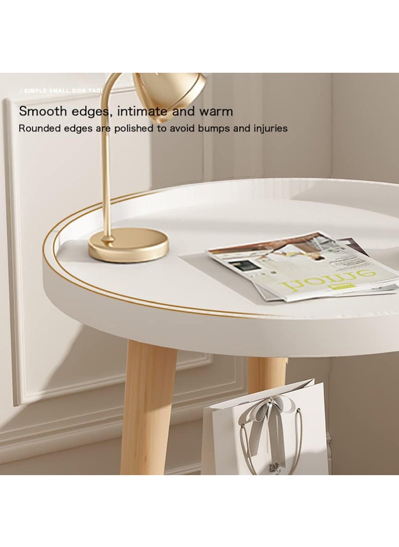 Rock Pow - 2 Tier Coffee Table Round End Table Sturdy Bedroom Guest Room Bedside Corner Table With Storage Function For Home Office Decoration 40 * 40 * 44cm - Image 1