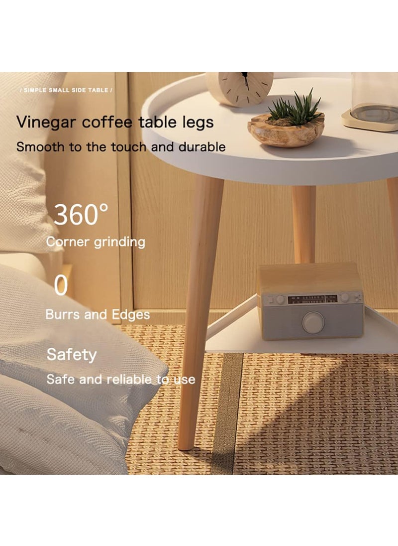 Rock Pow 2 Tier Coffee Table Round End Table Sturdy Bedroom Guest Room Bedside Corner Table With Storage Function For Home Office Decoration 40 * 40 * 44cm  - Image 4