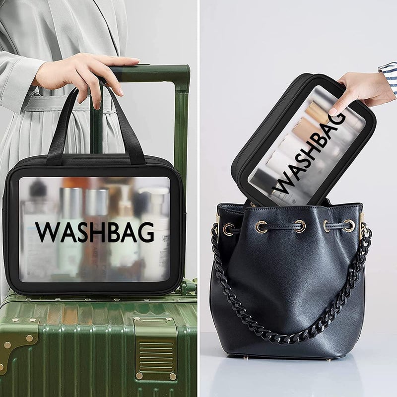 Pushkh Multipurpose Waterproof Clear PVC Zipper Cosmetic Travel Wash Bag Toiletry Makeup Organizer Portable Carry Bag Pouch for Women Girls Pack of 3 Pcs - Image 4