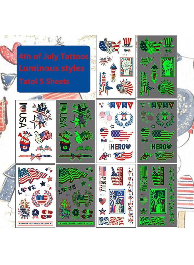 Ooopsiun 4th of July Temporary Tattoos - 11 Sheets Patriotic Temporary Tattoos American Flag Independence Day Tattoos - Image 2