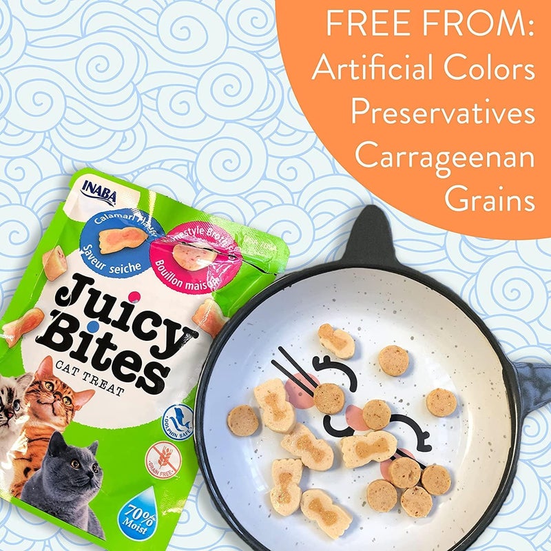 INABA Juicy Bites Grain-Free, Soft, Moist, Chewy Cat Treats with Vitamin E and Green Tea Extract, 0.4 Ounces per Pouch, 9 Pouches Total (3 per Bag), 3 Flavor Variety Pack - Image 4