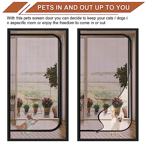 Dixutzi Upgraded Reinforced Pet Screen Door Thickened Cat Resistant Mesh Screen Door for Living Room, Bedroom, Patio, Dog Cat Scratch Proof Screen with Zipper Closure (Fits Door Size up to 32''x 80'', Black) - Image 5