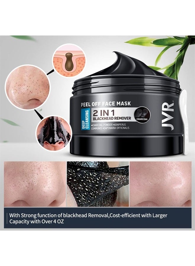 JVR Peel Off Face Mask, Blackhead Remover Mask for Men, Charcoal Peel Off Black Mask, Facial Mask Purifying and Deep Cleansing for All Skin Types 4.23 OZ - Image 5