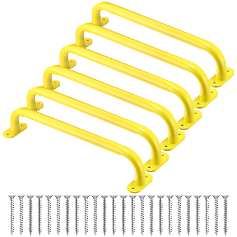 Zonon 6 Pcs Safety Playground Handles Swing Set Metal Monkey Bars Indoor Outdoor Swing Set Accessories Grab Playset Handles Grips Climbing Frame for Play House Jungle17 InchYellow - Image 3