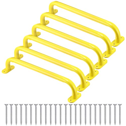 Zonon 6 Pcs Safety Playground Handles Swing Set Metal Monkey Bars Indoor Outdoor Swing Set Accessories Grab Playset Handles Grips Climbing Frame for Play House Jungle17 InchYellow - Image 1