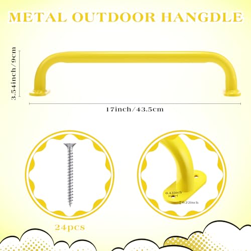 Zonon 6 Pcs Safety Playground Handles Swing Set Metal Monkey Bars Indoor Outdoor Swing Set Accessories Grab Playset Handles Grips Climbing Frame for Play House Jungle17 InchYellow - Image 5