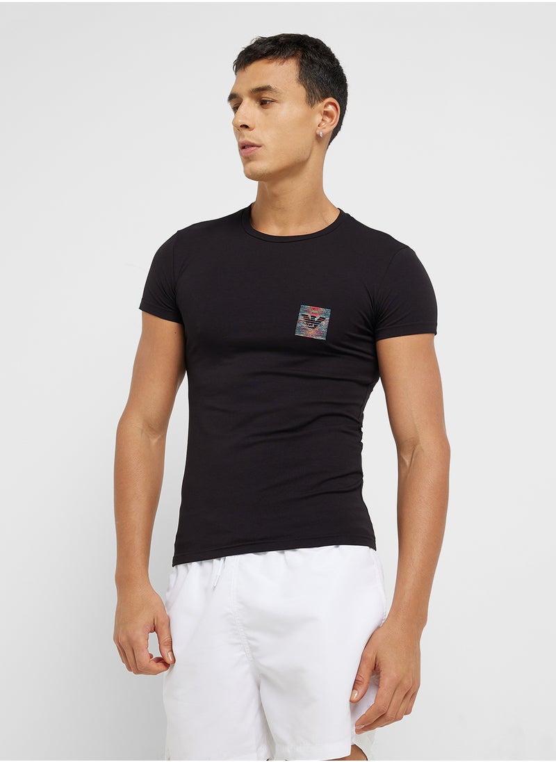 EMPORIO ARMANI Beachwear Logo Crew Neck T-Shirt  - Image 1