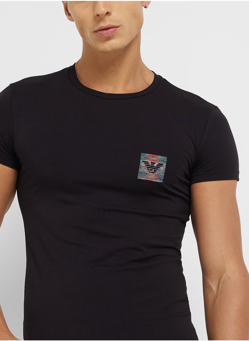 EMPORIO ARMANI Beachwear Logo Crew Neck T-Shirt  - Image 3