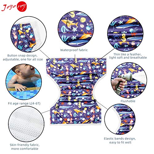 Joyo roy Reusable Swim Diapers 2pcs Snap One Size Swim Diapers Size 5 For Toddlers Baby Swimming Diaper Size 6 Easy-Wash Pool & Beach Baby Essentials Baby Girls' Waterproof Diaper For Swimming Lessons - Image 3