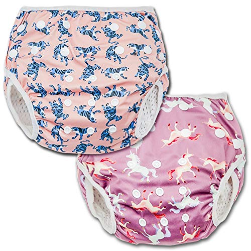 Joyo roy Reusable Swim Diapers 2pcs Snap One Size Swim Diapers Size 5 For Toddlers Baby Swimming Diaper Size 6 Easy-Wash Pool & Beach Baby Essentials Baby Girls' Waterproof Diaper For Swimming Lessons - Image 1