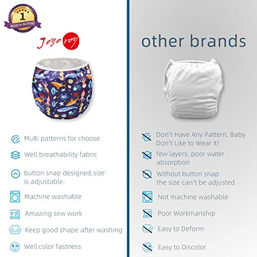 Joyo roy Reusable Swim Diapers 2pcs Snap One Size Swim Diapers Size 5 For Toddlers Baby Swimming Diaper Size 6 Easy-Wash Pool & Beach Baby Essentials Baby Girls' Waterproof Diaper For Swimming Lessons - Image 4