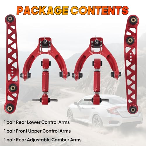 Autoptzxd Control Arm Camber Kit Front Rear for Honda Civic 1996-2000, -3° to +3° Adjustable Camber Arms Kit - Image 5