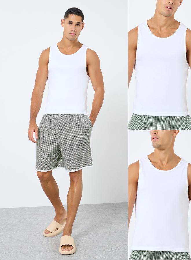 Styli Pack of 2 - Ribbed Cotton Vest with Round Neck - Image 1
