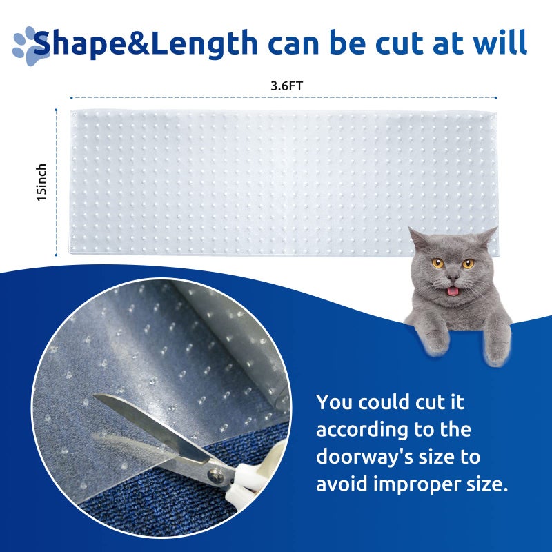 Oroonoko Carpet Protector for Pets Cat Carpet Protector Repellent Barrier for Doorway Corner Anti Scratch Under Door Cat Scratch Protector Mat, Easy to Cut Plastic Stopper (Clear, 3.6FT-1pack) - Image 2