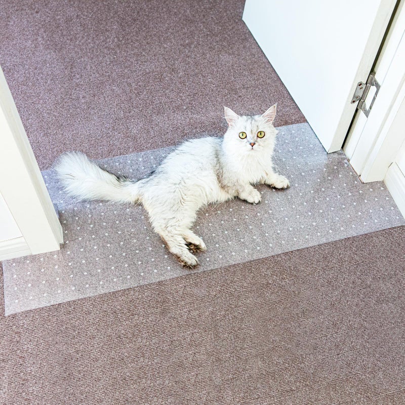 Oroonoko Carpet Protector for Pets Cat Carpet Protector Repellent Barrier for Doorway Corner Anti Scratch Under Door Cat Scratch Protector Mat, Easy to Cut Plastic Stopper (Clear, 3.6FT-1pack) - Image 1