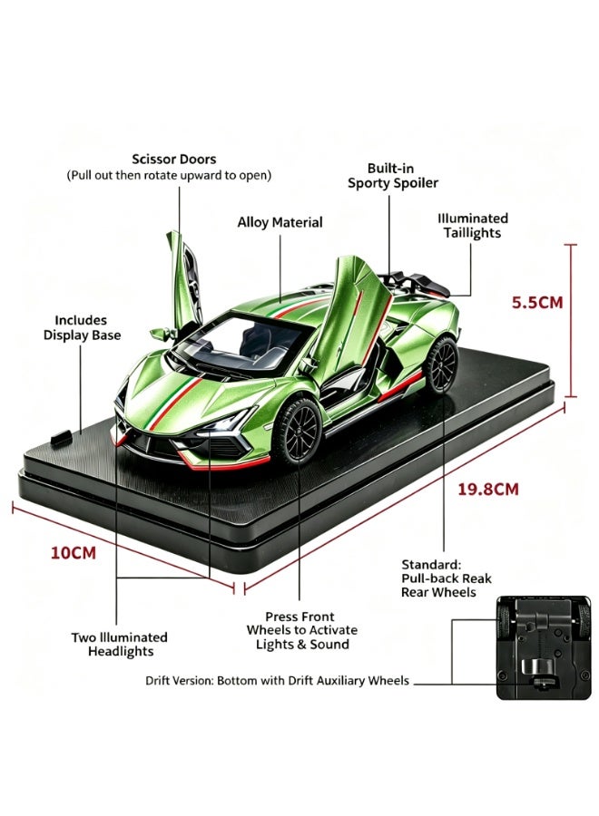 LAMBORGHINI High-Detail Alloy Car Model with Realistic Lighting & Sound Effects, 1:32 Scale Die-Cast Vehicle, Collectible Display Model for Adults & Kids - Image 2