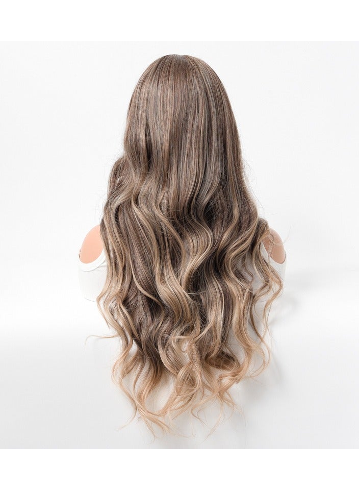 Estelle Wig Female Long Curly Hair Big Wave Medium Long Full Headgear Highlight Brown - Image 3