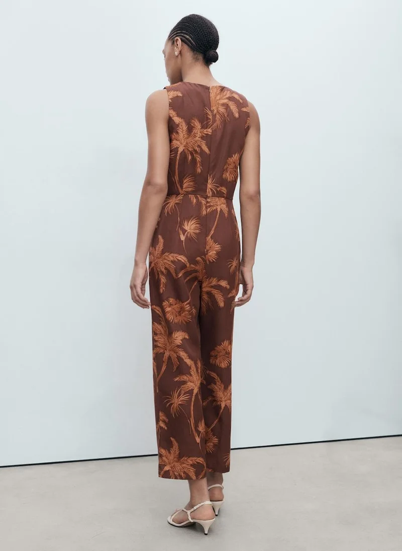 MANGO Lyocell Jumpsuit With Cut-Out And Knot Detail