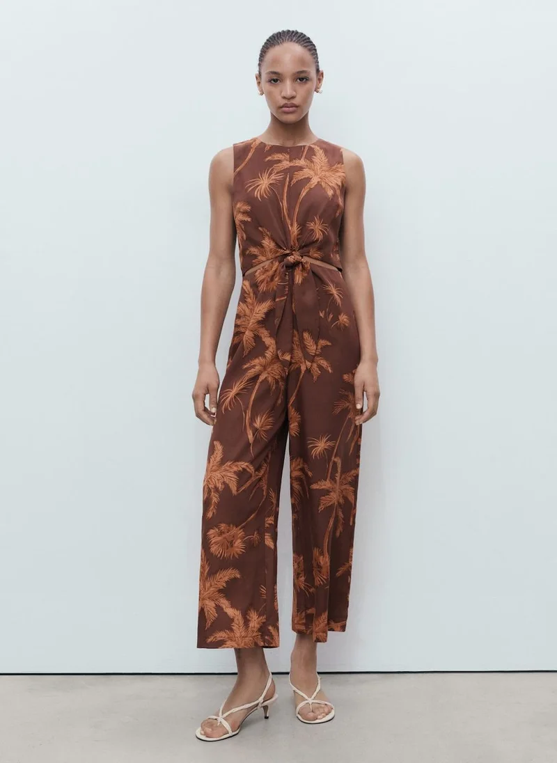 MANGO Lyocell Jumpsuit With Cut-Out And Knot Detail