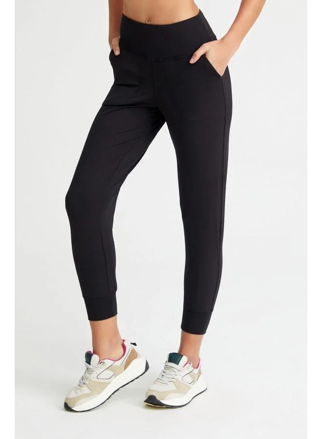 Los Ojos Women's Black High-Waist Jogger Sweatpants Joggers.