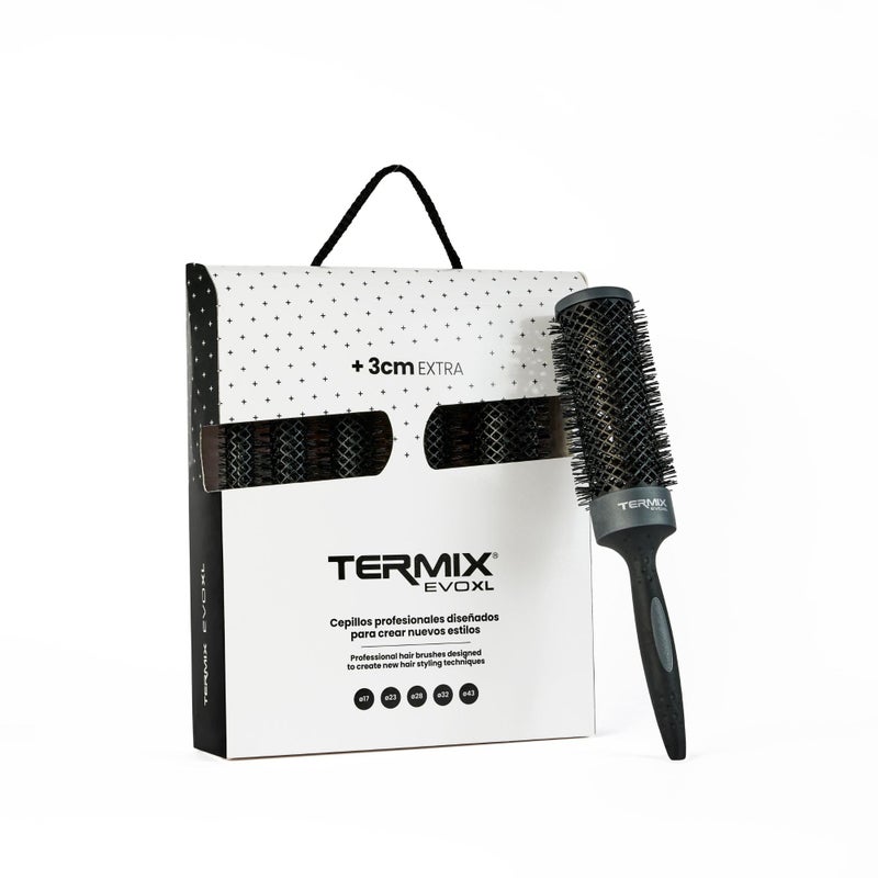 Termix Evolution XL Round Thermal Hairbrush with 3 cm Longer Ceramic Tube for Long Hair Reduces drying time thanks to its ionised fibres and non-stick tube Pack of 5 Brushes - Image 1