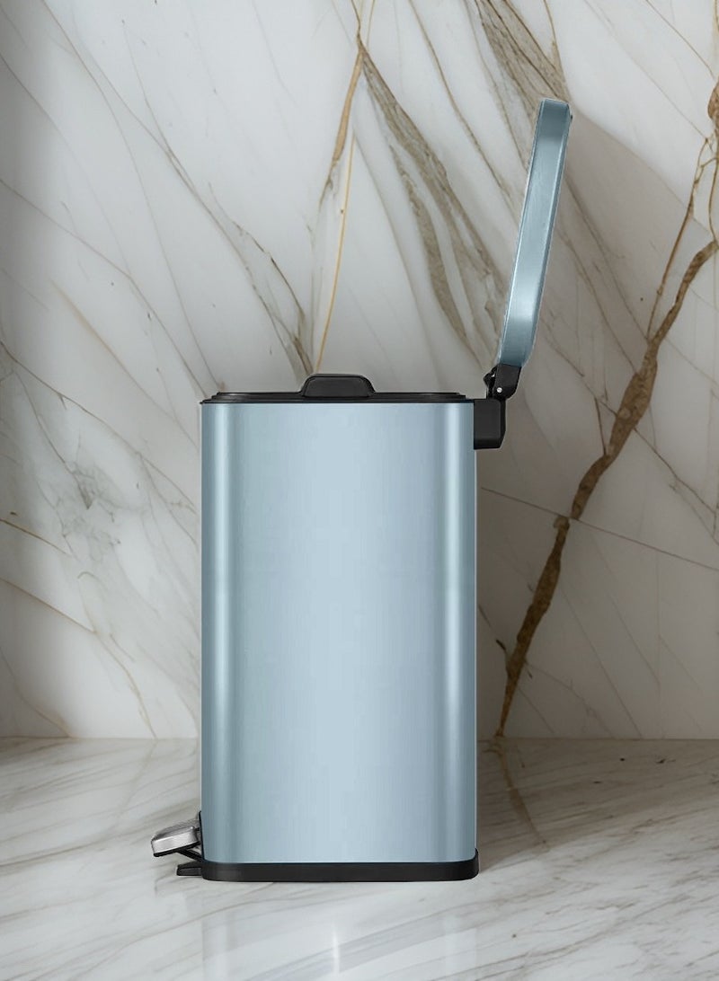 EKO STELLA SERIES | Brushed Stainless Steel Finish | Soft-Closing | Fingerprint-Resistant | Premium Pedal Trash Bin | Multiple Sizes ( 6 - 12 L) To Suit Different Places | 9 Liters | Titanium Blue  - Image 2