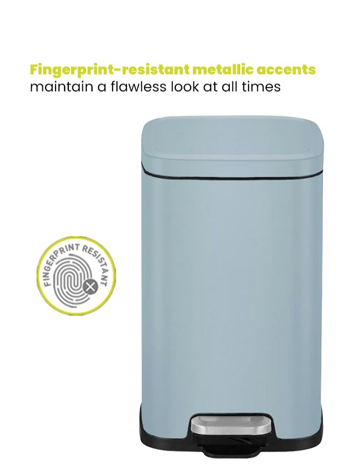 EKO STELLA SERIES | Brushed Stainless Steel Finish | Soft-Closing | Fingerprint-Resistant | Premium Pedal Trash Bin | Multiple Sizes ( 6 - 12 L) To Suit Different Places | 9 Liters | Titanium Blue  - Image 5