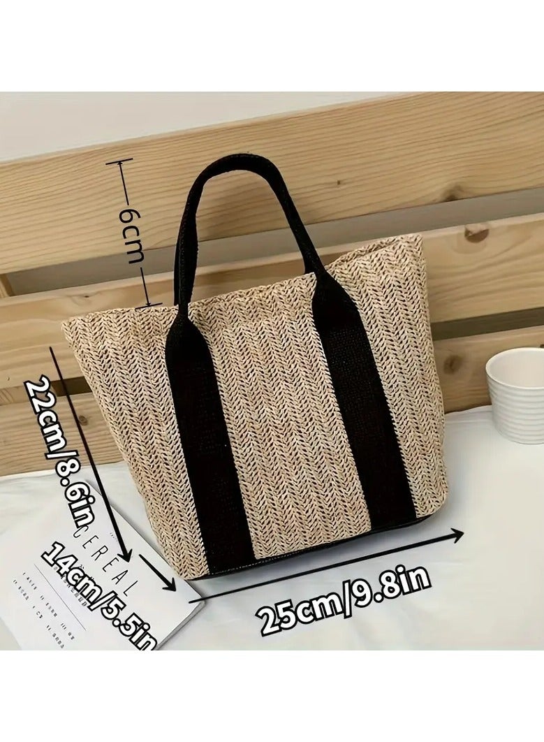 ORiTi Boho Style Straw Tote Bag for Women-Perfect for Summer Beach, Travel, and Makeup - Small Braided Shoulder Bag - Image 2
