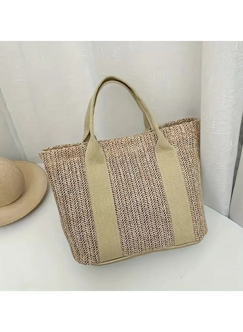 ORiTi Boho Style Straw Tote Bag for Women-Perfect for Summer Beach, Travel, and Makeup - Small Braided Shoulder Bag - Image 3