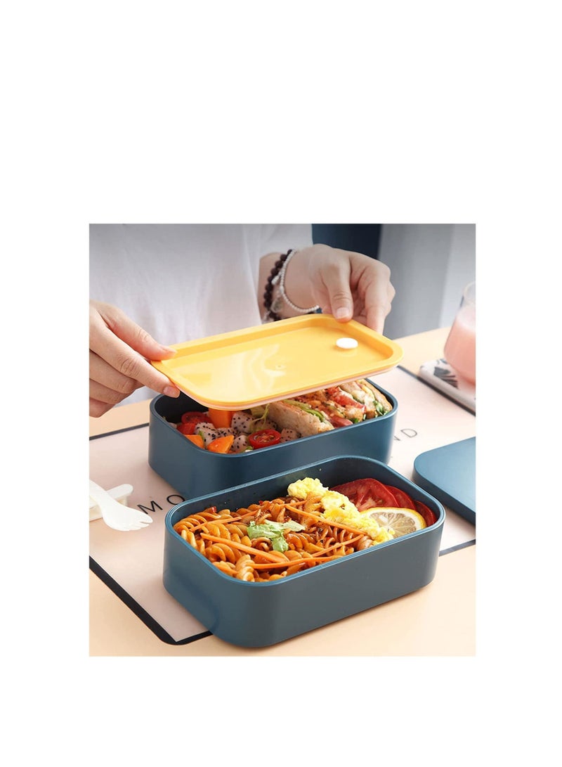 Bento Lunch Box,Stackable container for kids Work School Packing and Meal prep, BPA Free, Leakproof lunchbox, Big Volume-1600ML (Yellow-Green) - Image 3