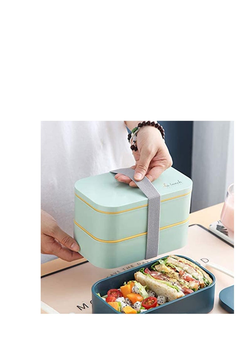 Bento Lunch Box,Stackable container for kids Work School Packing and Meal prep, BPA Free, Leakproof lunchbox, Big Volume-1600ML (Yellow-Green) - Image 2