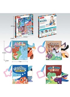 Generic Kidsren's Tail Cloth Book Educational Toy Book Unbreakable Baby Cloth Book Ringing Paper Enlightenment Book Early Education Toys-Color:Cloth Book Set (3 Books)  - Image 3