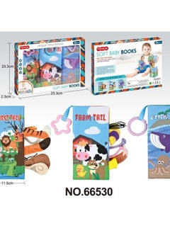Generic Kidsren's Tail Cloth Book Educational Toy Book Unbreakable Baby Cloth Book Ringing Paper Enlightenment Book Early Education Toys-Color:Cloth Book Set (3 Books)  - Image 4