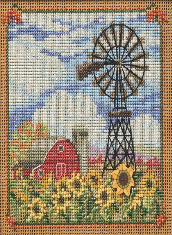 Mill Hill Windmill Beaded Counted Cross Stitch Kit 2025 Buttons & Beads Autumn MH142523, Multicolor, 5.25 x 5.25 Inches - Image 2