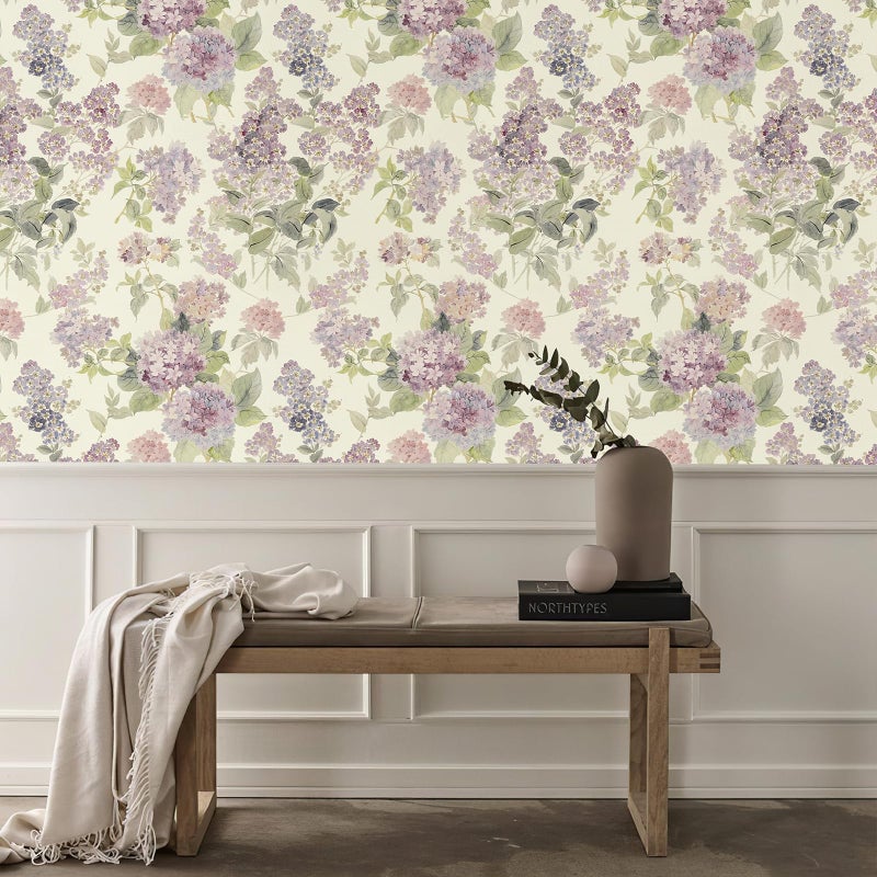 JiffDiff Floral Wallpaper Peel and Stick Modern, Purple Lilac Flower Wall Paper, Vintage Self Adhesive Wallpapers for Bedroom or Furniture Decor, Removable Renter Friendly Contact Paper 120" X17.3" - Image 5