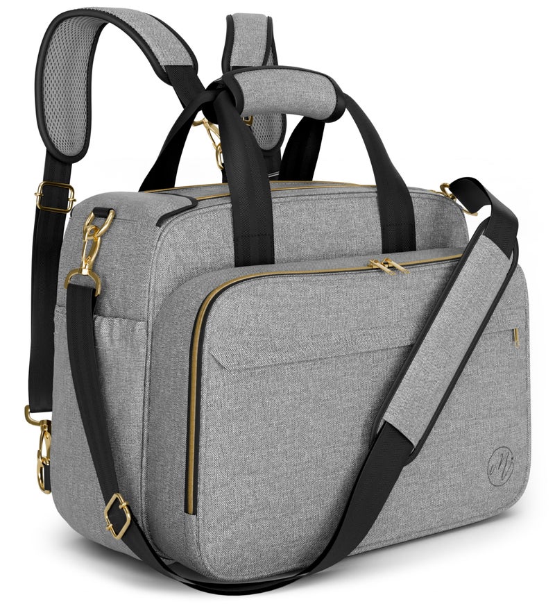 Mellories Mellories 4 in 1 Convertible Baby Diaper Bag Converts from Tote to Backpack Stroller Crossbody Diaper Bag Gray Baby Travel Bag Gift for Moms