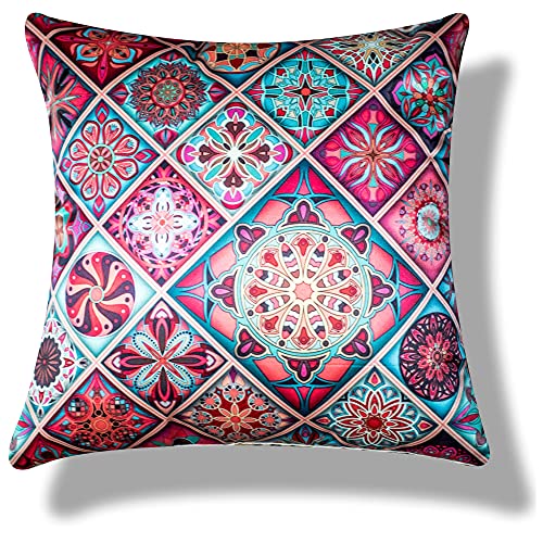 Vendola Merhaba Microfiber Satin 250TC Cushion Pillow Covers, Multicolor, Set of 5(Merhabaaa,16x16 Inches) - Image 4