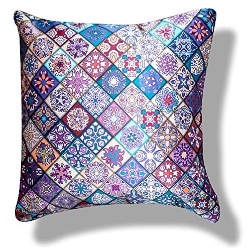 Vendola Merhaba Microfiber Satin 250TC Cushion Pillow Covers, Multicolor, Set of 5(Merhabaaa,16x16 Inches) - Image 2