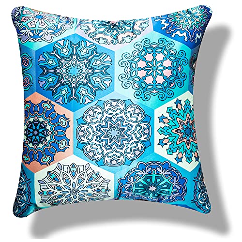 Vendola Merhaba Microfiber Satin 250TC Cushion Pillow Covers, Multicolor, Set of 5(Merhabaaa,16x16 Inches) - Image 3