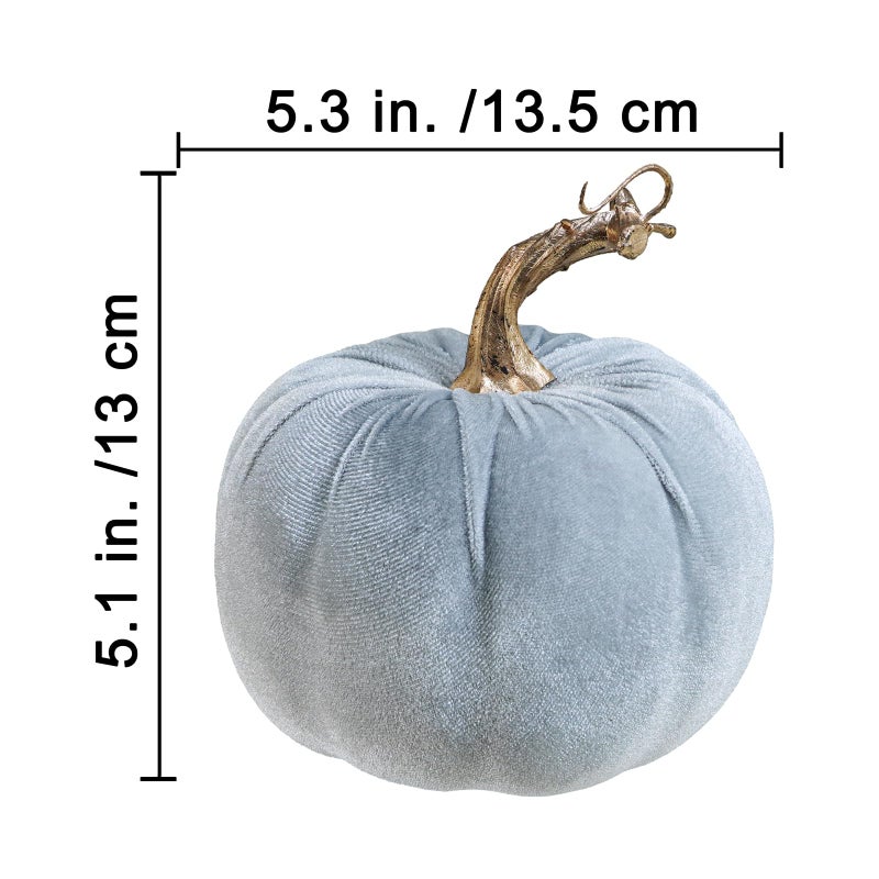 Winlyn Set of 4 Fall Velvet Artificial Pumpkins with Gold Stems Decorative Fabric Pumpkins in Burgundy Bronze Gray White Faux Foam Pumpkins 5"" for Autumn Wedding Thanksgiving Halloween Mantel D?cor - Image 2