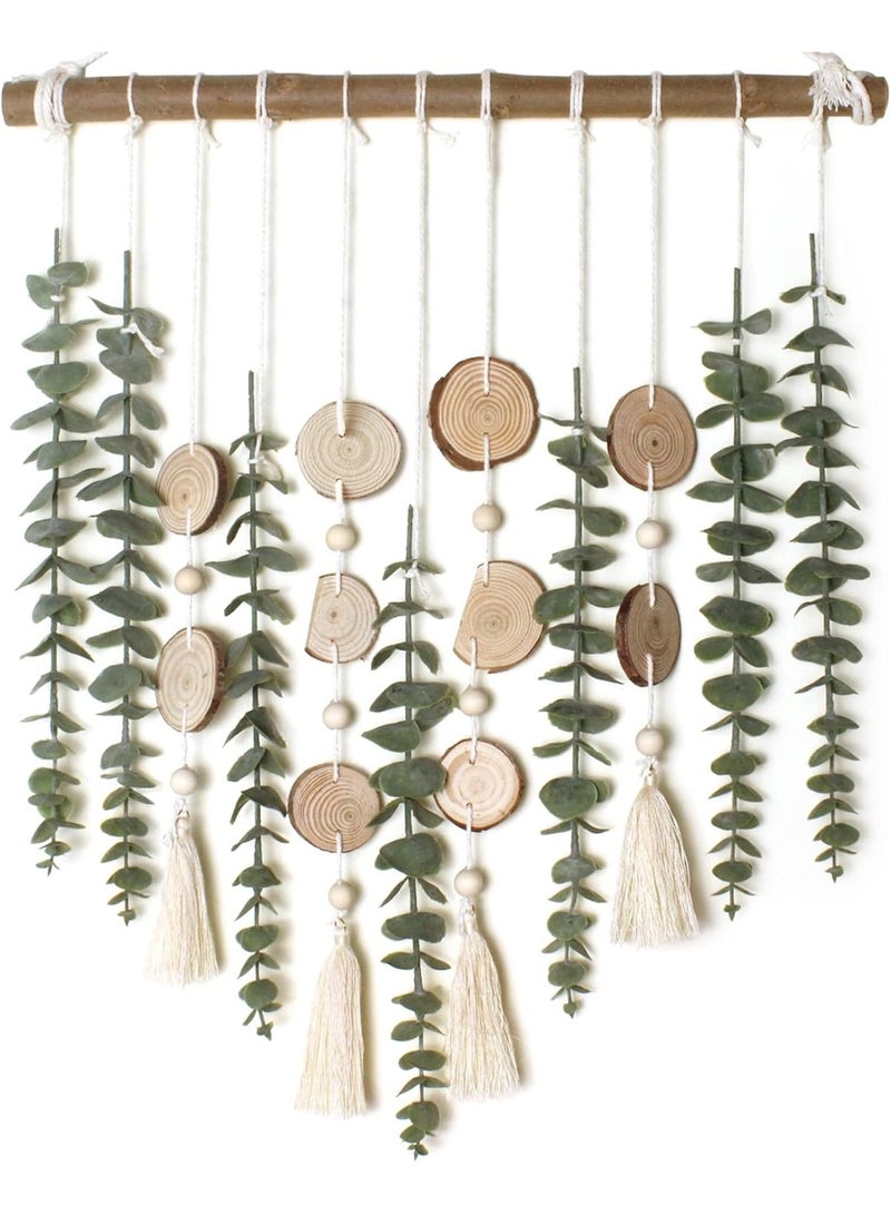Soofam Artificial Eucalyptus Wall Decor with Fake Greenery Leaves on 16.5 Inch Wooden Stick, Boho Rustic Farmhouse Wall Hanging Plants, Ideal for Bedroom, Kitchen, Dining Room, Bathroom Decoration - Image 1