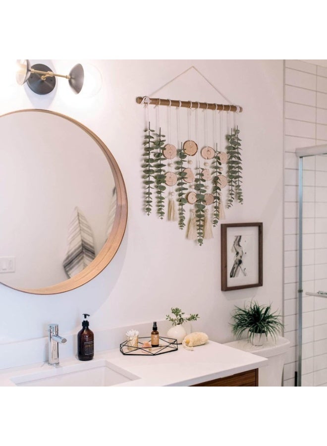 Soofam Artificial Eucalyptus Wall Decor with Fake Greenery Leaves on 16.5 Inch Wooden Stick, Boho Rustic Farmhouse Wall Hanging Plants, Ideal for Bedroom, Kitchen, Dining Room, Bathroom Decoration - Image 3