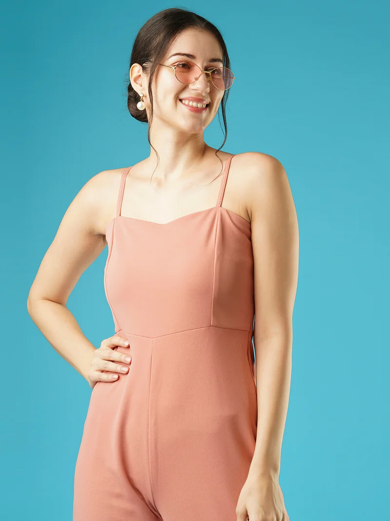 globus Women Pink Shoulder Straps Basic Jumpsuit