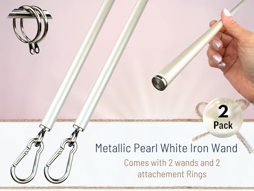 OooWow 36 inch 2 Pack Pearl White Iron Curtain Pull Wand Strong Drapery Pull Rod Verstaile Curtain Wand Metal Drapery Wand 36in WW 2pk - Image 3