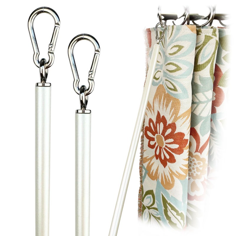 OooWow 36 inch 2 Pack Pearl White Iron Curtain Pull Wand Strong Drapery Pull Rod Verstaile Curtain Wand Metal Drapery Wand 36in WW 2pk - Image 2